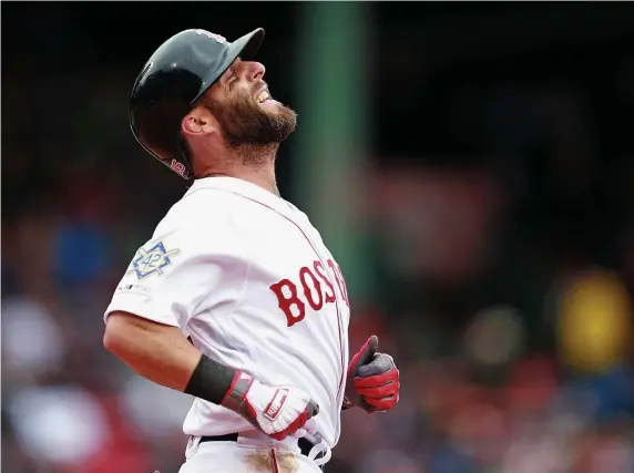  ?? MATT STONE / HERALD STAFF FILE ?? LEFT KNEE REHAB: Red Sox second baseman Dustin Pedroia suffered a ‘significan­t setback’ during left knee rehab, according to the club.