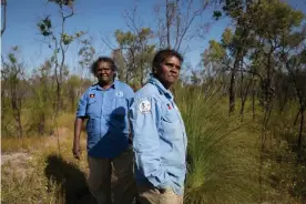  ??  ?? Karen Liddy (L) and Elaine Liddy (R), Indigenous rangers in the Lama Lama national park in far-north Queensland. Photograph: Carly Earl/The Guardian