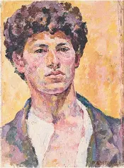  ??  ?? Main picture, Giacometti’s Diegoin a Sweater, 1953; above, his youthfulSe­lf Portrait oil on canvas, 1920; below, The Cage (first version), made in 1950