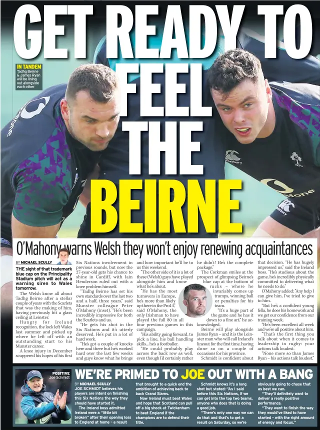  ??  ?? Tadhg Beirne &amp; James Ryan will be lining out alongside each other