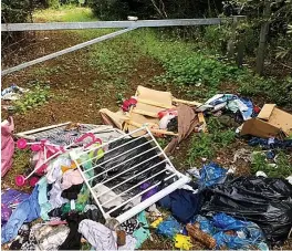  ??  ?? Fly-tippers struck near Llanelli, west Wales, above, and warning signs in South Cambridges­hire
Eyesore...piles of rubbish dumped in Great Barr, near Birmingham, last month