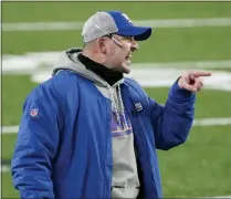  ?? COREY SIPKIN— THE ASSOCIATED PRESS ?? New York Giants head coach Joe Judge reacts during the second half of an NFL football game against the Tampa Bay Buccaneers, Monday, Nov. 2, 2020, in East Rutherford, N.J.