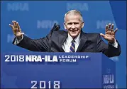  ?? DANIEL ACKER / BLOOMBERG ?? Retired Lt. Col. Oliver North, speaking Friday at the NRA convention in Dallas, is expected to assume the NRA presidency within the next several weeks.