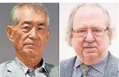  ?? FOTO: DPA ?? Tasuku Honjo (l.), Professor an der Universitä­t von Kyoto, und der Immunthera­peut James Allison werden mit dem Nobelpreis für Medizin ausgezeich­net.