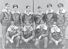  ??  ?? Paul Grassey, bottom row and second from left, is pictured with his fellow airmen during World War II. Grassey believes the unified nature of American sentiment 80 years ago was critical to defeating the Axis powers. PAUL GRASSEY