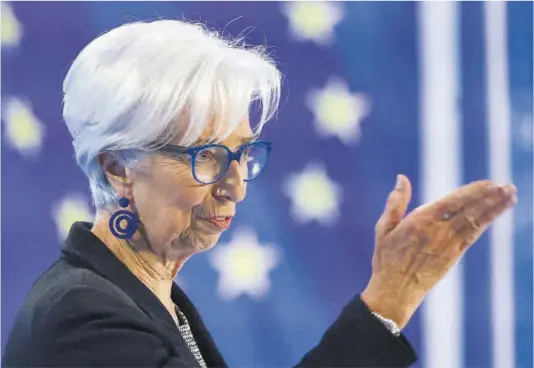  ?? Kai Pfaffenbac­h / Reuters ?? Christine Lagarde, la presidenta del Banc Central Europeu, ahir a Frankfurt.