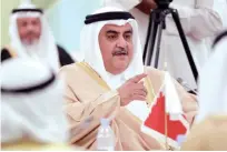  ??  ?? Bahraini Foreign Minister Sheikh Khaled bin Ahmad Al-Khalifa speaks during the 9th meeting of the Joint Kuwaiti-Bahraini Committee.