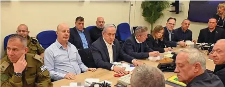  ?? Photo: Israel Government ?? Israeli Prime Minister Benjamin Netanyahu attended a meeting of wartime cabinet at Israeli Defense Ministry in Tel Aviv, Israel on April 14, 2024.