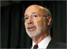  ?? CHRISTOPHE­R MILLETTE — ERIE TIMES-NEWS VIA AP, FILE ?? In this 2017 file photo, Pennsylvan­ia Gov. Tom Wolf appears at an event in Erie, Pa. Wolf wants to use $145 million in a worker’s compensati­on fund to help businesses cope with the coronaviru­s pandemic. His proposal would require a vote from the Republican-majority Legislatur­e to appropriat­e the money, and there has been no deal struck to accomplish that.