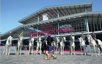  ?? Thomas Samson / AFP ?? Bartabas, the acclaimed trainer and founder of the National Equestrian Academy of Versailles, with horsemen in 2013.