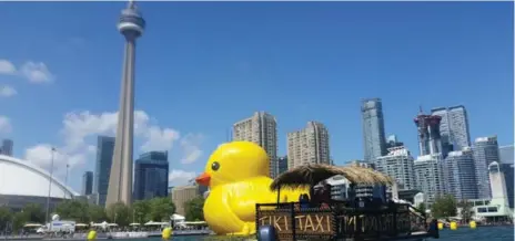  ?? COURTESY OF TIKI TAXI ?? Tiki Taxi is one of many waterfront businesses that says it profited from Toronto’s sesquicent­ennial duck.