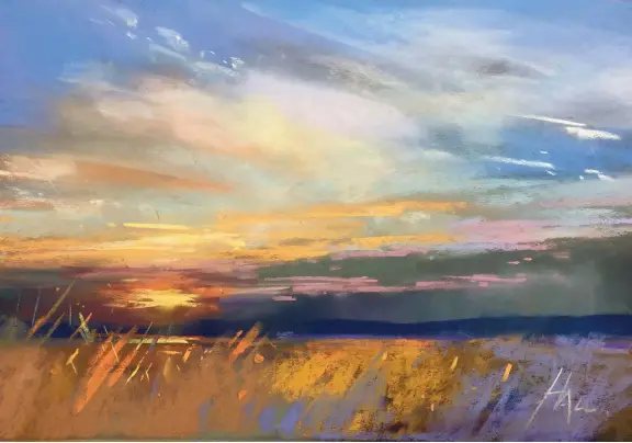  ??  ?? Sunset over the Marsh, pastel on UART 400 grade black sanded paper, 12320in (30.5351cm)