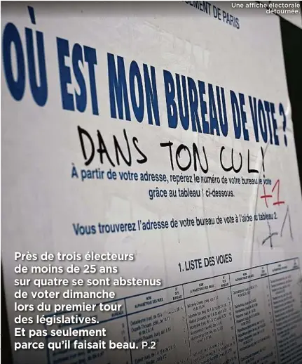  ??  ?? Une affiche électorale détournée.