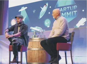  ??  ?? 0 James Watt and Sir Tom Hunter in discussion at Startup Summit 2017