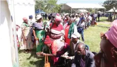  ?? ?? Women and men queue to be screened for all types of cancers, and testing
HIV AIDS and counsellin­g and other ailments during a two-day medical outreach organised by Health and Childcare Ambassador First Lady Dr Auxillia Mnangagwa in Gokwe