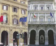  ?? Ansa ?? I Palazzi A sinistra, il ministero. A destra, Bankitalia