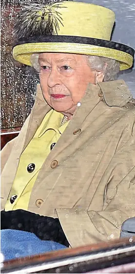  ??  ?? Colourful: The Queen at church at Sandringha­m yesterday