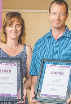  ??  ?? Alice Springs foster carers Christine and Jonathan Pilbrow were recognised for their dedication in caring for vulnerable children at the 2015 Foster and Kinship Carer Excellence Awards