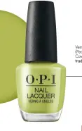  ??  ?? Vernis à ongles (Pear-adise Cove), d’OPI (11 $; tradesecre­ts.ca).