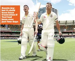  ??  ?? Aussie joy: but it could have been frustratio­n if Test had been over just four days