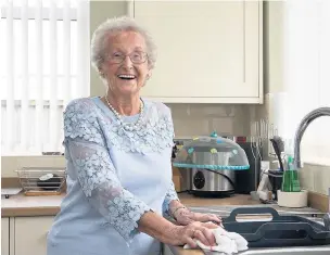  ??  ?? Muriel Saunders is back on her feet and cleaning again after her hip op