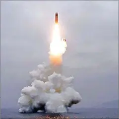  ?? AFP/KCNA ?? The North Korean ballistic missile launched on Wednesday.