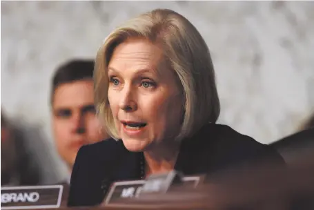  ?? CITIZEN NEWS SERVICE PHOTO BY JACQUELYN MARTIN ?? Sen. Kirsten Gillibrand, D-N.Y., asks Defense Secretary Jim Mattis about the issue of transgende­r troops, during a Senate Armed Services Committee hearing on the Department of Defense budget posture, in April. Gillibrand weighs in on the matter of...