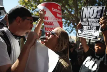  ?? ?? Culture wars: protesting a far-right campus speaker in Berkeley, California, September 2017
