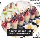  ??  ?? A buffet can cost less than a sit-down meal