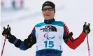  ?? Photograph: Vladimir Smirnov/TASS ?? Oksana Masters in action at the 2018 Winter Paralympic­s.