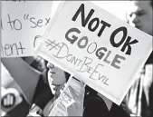  ?? NOAH BERGER/AP ?? Google employees walked out Nov. 1 to protest the company’s handling of sexual misconduct allegation­s.