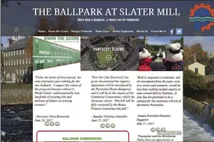  ?? File image ?? Pictured, a screenshot of the home page for theballpar­katslaterm­ill.com, a new website that promotes the plans for a new downtown Pawtucket stadium.