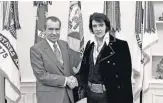  ?? EGIL BUD KROUGH, WHITE HOUSE, VIA AP ?? Meeting President Nixon netted Presley a drug agent badge.