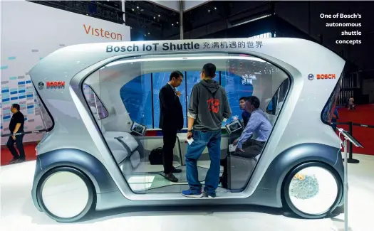  ??  ?? One of Bosch’s autonomous
shuttle concepts