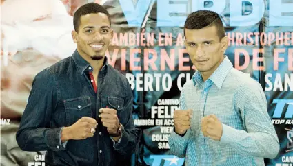  ??  ?? Félix Verdejo, a la izquierda, posa con su rival de mañana, el nicaragüen­se Oliver Flores.