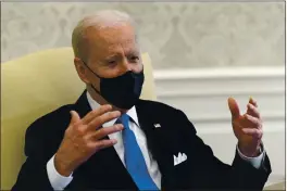  ?? ALEX BRANDON — THE ASSOCIATED PRESS ?? President Joe Biden speaks during a meeting about cancer in the Oval Office of the White House in Washington on Wednesday.