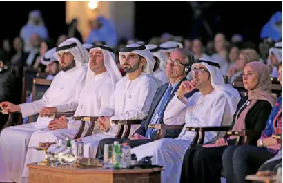  ?? — Photo by Dhes Handumon ?? Sheikh Mansoor bin Mohammed Al Maktoum, Abdullah Naser Lootah, and Stefan Schweinfes­t at the forum.