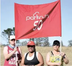  ?? Picture: SUPPLIED ?? MILESTONE: Christell Snayers, centre, completed her 50th parkrun at Stutterhei­m recently. Supporting her were, from left, Magdalena Jacobus and Hazel Govender