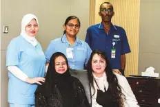  ?? Virendra Saklani/Gulf News ?? Rafiya Mourad Yousuf with Dr Zahra Refaei, senior staff nurse Blessy Daniel, Mohammad Ebrahim and nurse Laila Al Wavi yesterday.