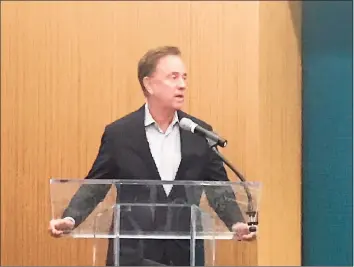  ?? Luther Turmelle / Hearst Connecticu­t Media ?? Gov. Ned Lamont told technology company executives at a New Haven business roundtable that he wants to know what more state officials need to do for the sector to continue to thrive.