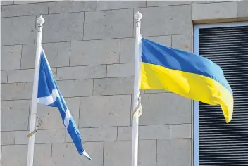  ?? ?? Show of support West Lothian Council is flying the Ukranian flag outside the civic centre