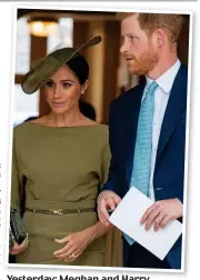  ??  ?? Yesterday: Meghan and Harry