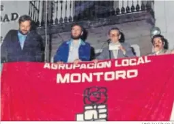  ?? FAMILIA LEÓN SOLÍS ?? Javier Solana, Manuel Gracia, Antonio Cañas y Manuel León en Montoro.
