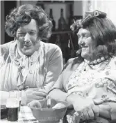  ??  ?? Huggable: Roy Barracloug­h and Les Dawson as Cissie and Ada, 1979