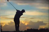  ?? Hector Vivas / Getty Images ?? Emiliano Grillo of Argentina plays his shot from the 17th tee during the second round of the Mayakoba Golf Classic at El Camaleón Golf Club on Friday in Playa del Carmen, Mexico. Grillo was in the lead.