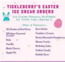  ?? Facebook.com ?? Tickleberr­y’s special Easter menu.