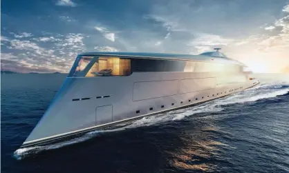  ??  ?? The ‘Aqua’ superyacht powered by liquid hydrogen - a snip at £500m. It can travel 3,750 miles before it needs to refuel. Photograph: Sinot/ Cover Images