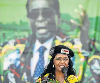  ?? Picture: AFP ?? ’I DON’T CARE’: Zimbabwean President Robert Mugabe's wife, Grace, delivers a speech at the Zimbabwe ruling party Zimbabwe African National Union – Patriotic Front youth interface rally on Saturday in Bulawayo