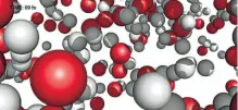  ?? CARL CALEMAN, DESY/UPPSALA UNIVERSITY ?? AFTER ABOUT 70 FEMTOSECON­DS (quadrillio­nths of a second) most water molecules have already split into hydrogen (white) and oxygen (red).