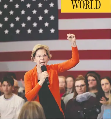  ?? SCOTT OLSON/GETTY IMAGES ?? Democratic presidenti­al candidate Sen. Elizabeth Warren wants U.S. troops out of Iraq. The war was wrong, she said
in her party’s most recent candidates debate, and the way to solve it is to bring the troops home, right now.
